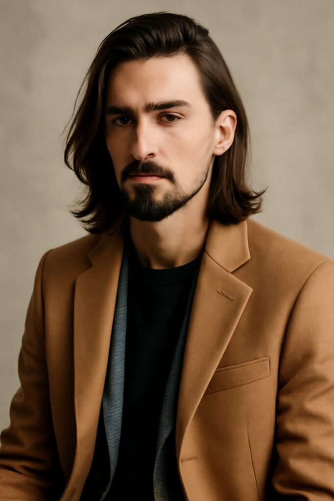 long hairstyle with thick beard